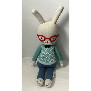 Cuddle + Kind Benedict Boy Bunny Rabbit Red Glasses Plush Stuffed Animal 23"